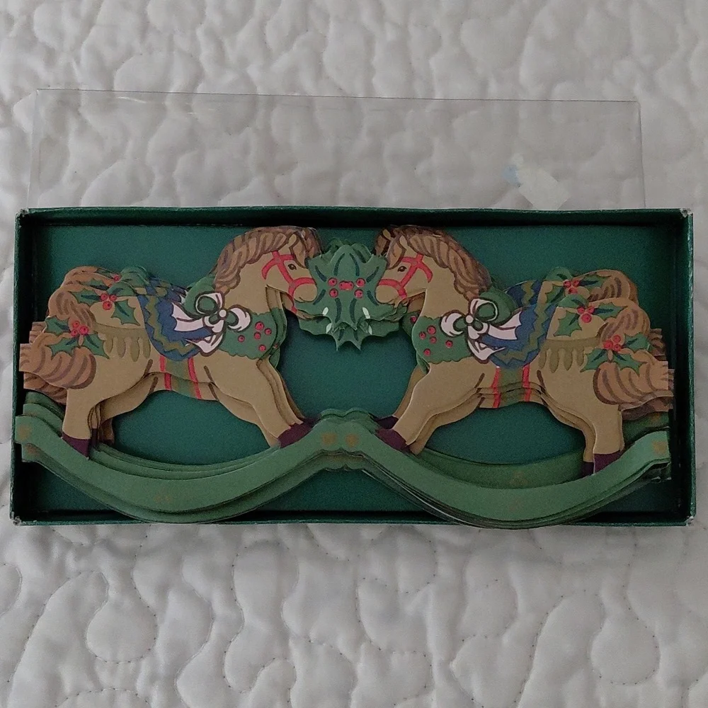 Vintage Russ brand Christmas Rocking Horse Paper Garland - still in original box
